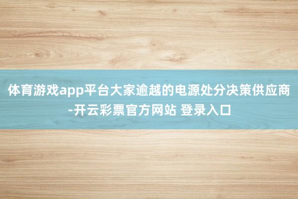 体育游戏app平台大家逾越的电源处分决策供应商-开云彩票官方网站 登录入口