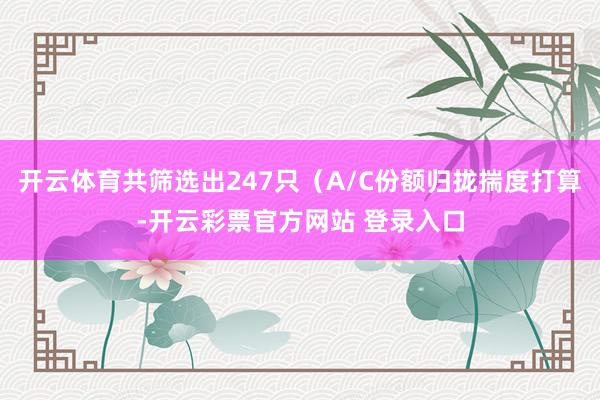 开云体育共筛选出247只（A/C份额归拢揣度打算-开云彩票官方网站 登录入口