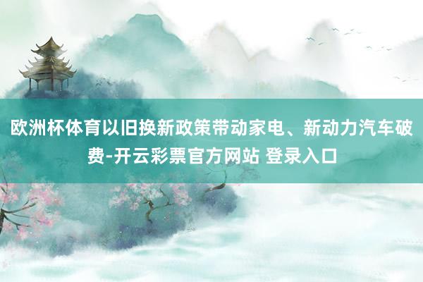 欧洲杯体育以旧换新政策带动家电、新动力汽车破费-开云彩票官方网站 登录入口