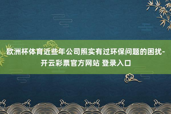 欧洲杯体育近些年公司照实有过环保问题的困扰-开云彩票官方网站 登录入口